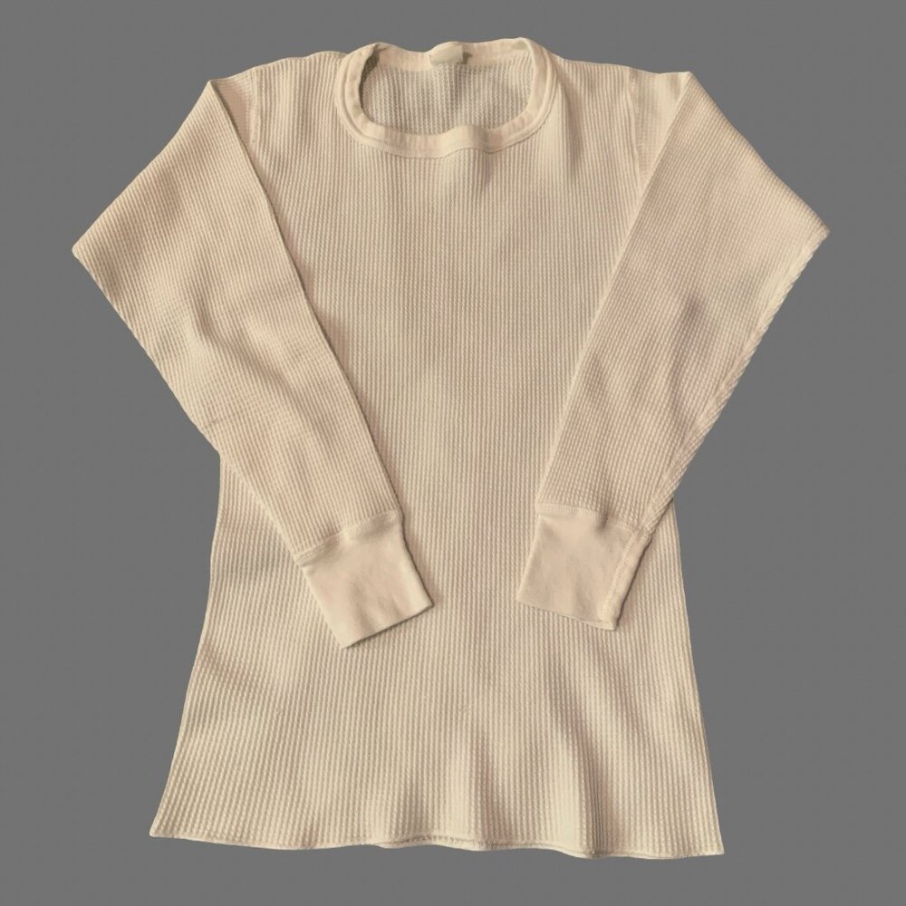 Vintage Morgan Mills Shirt Mens Medium Creme Long Johns Thermal Waffle USA Made